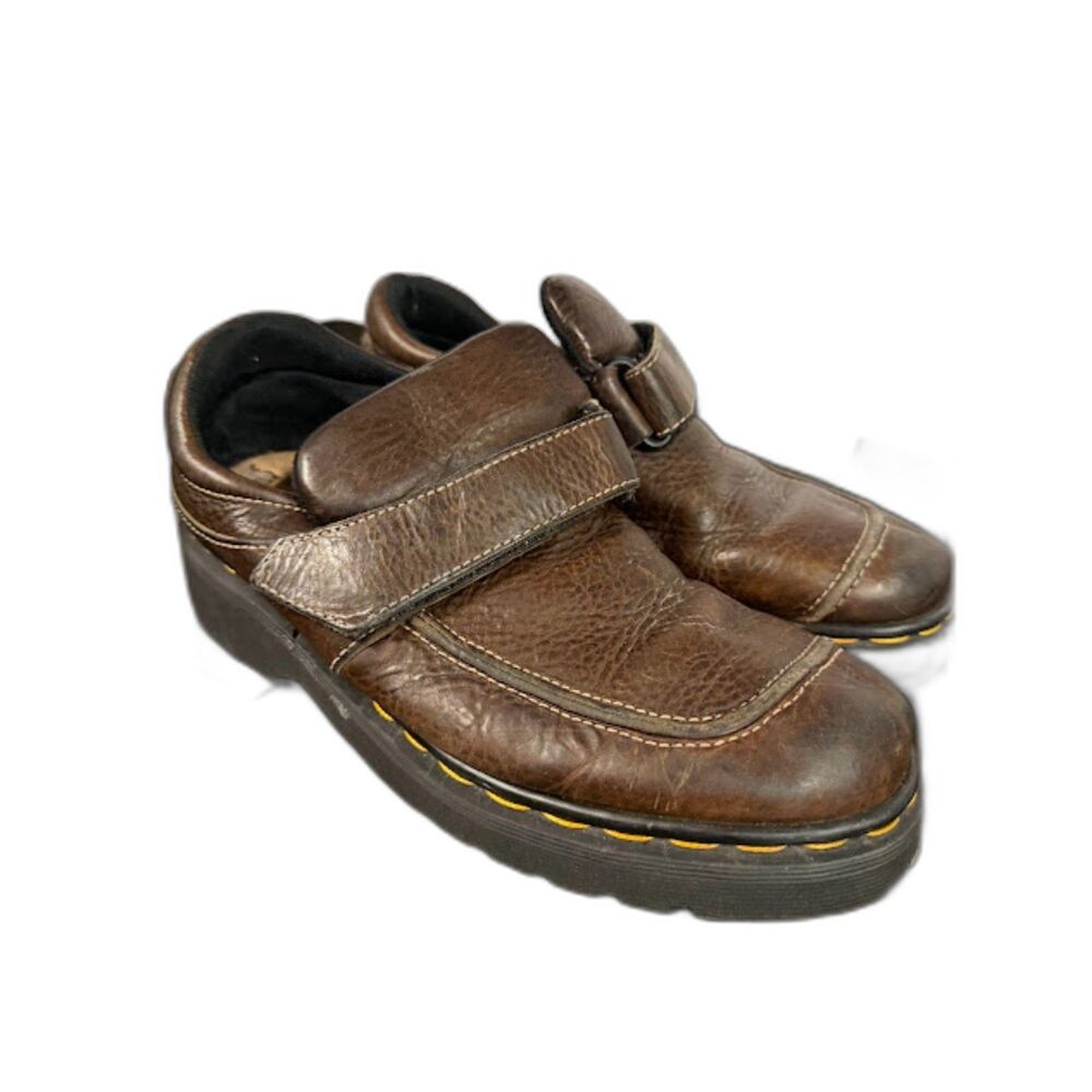 Dr. Martens VTG Made In England Loafer Monk Strap UK 6 Brown Hook & Loop Strap